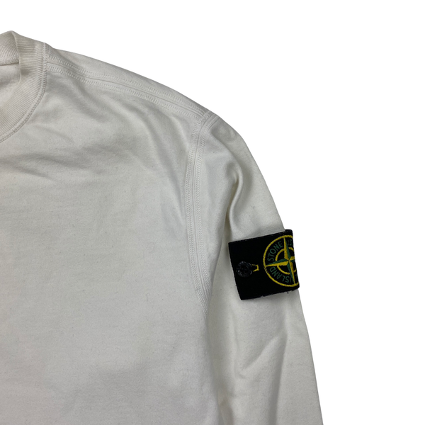 Stone Island White Cotton Crewneck Jumper