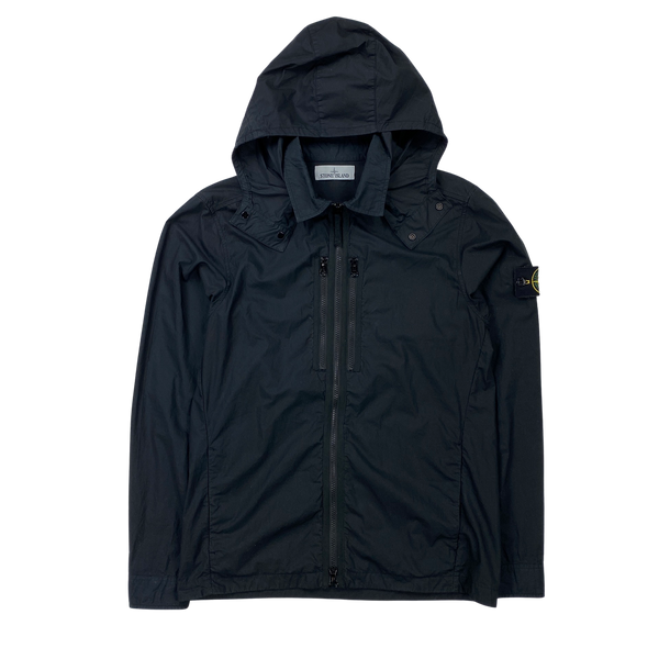 Stone Island Black Paracadute Hooded Overshirt