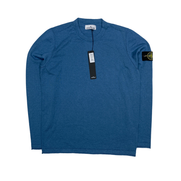 Stone Island 2022 Blue Knit Crewneck Jumper
