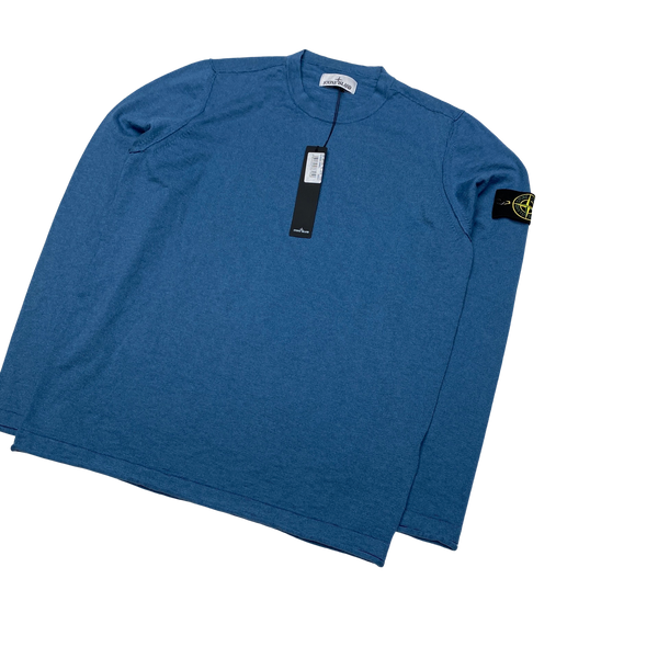 Stone Island 2022 Blue Knit Crewneck Jumper