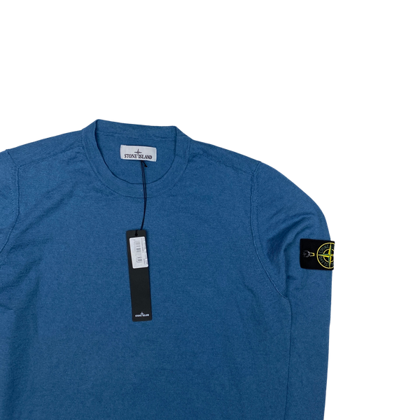 Stone Island 2022 Blue Knit Crewneck Jumper