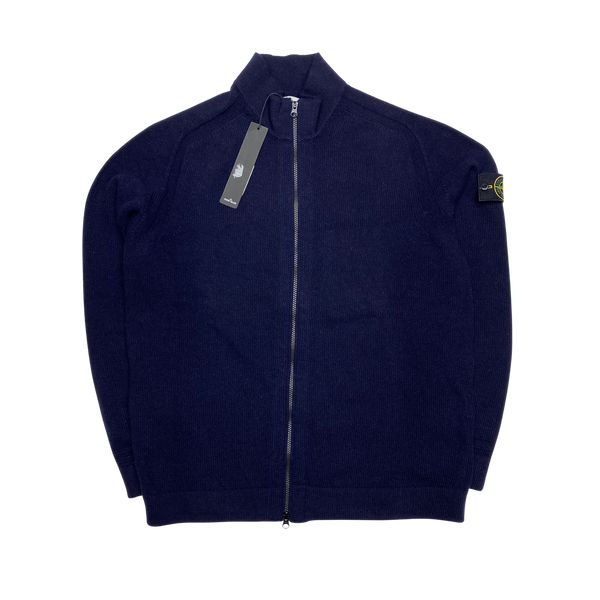 Stone Island 2018 Navy Thick Wool Zipped Jumper
