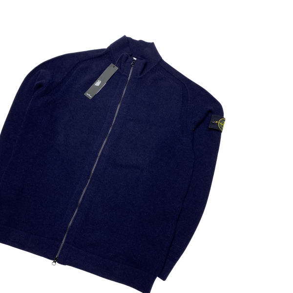 Stone Island 2018 Navy Thick Wool Zipped Jumper