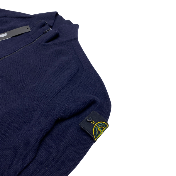 Stone Island 2018 Navy Thick Wool Zipped Jumper