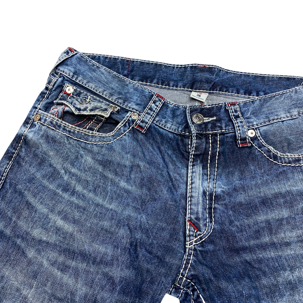 Red contrast stitch sales jeans