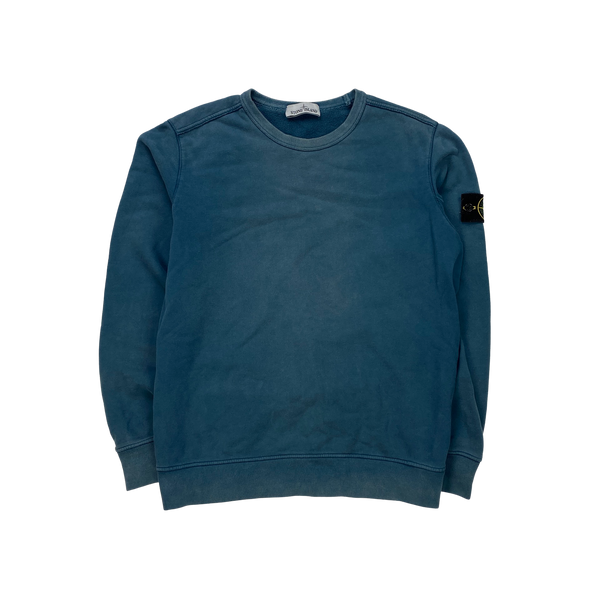 Stone Island Blue Cotton Crewneck Sweatshirt