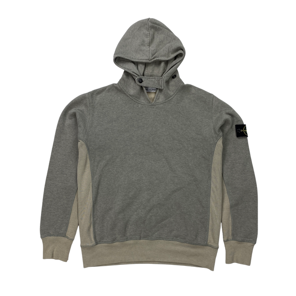 Stone Island Grey Two Tone Cotton Pullover Hoodie