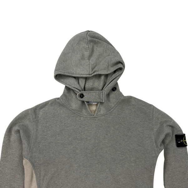 Stone Island Grey Two Tone Cotton Pullover Hoodie