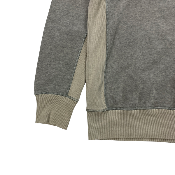 Stone Island Grey Two Tone Cotton Pullover Hoodie