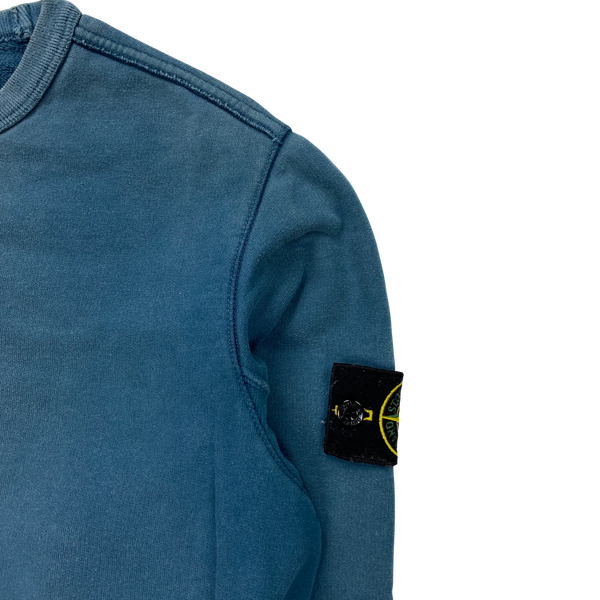 Stone Island Blue Cotton Crewneck Sweatshirt