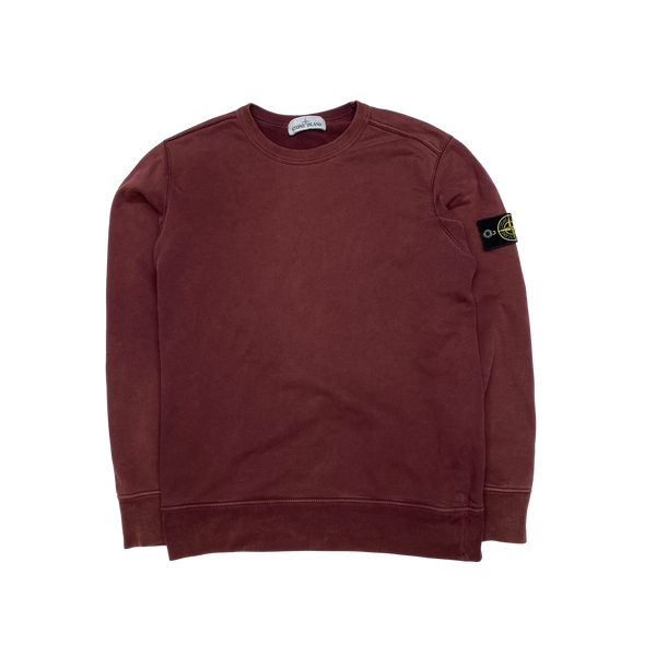 Stone Island Burgundy Crewneck Cotton Jumper