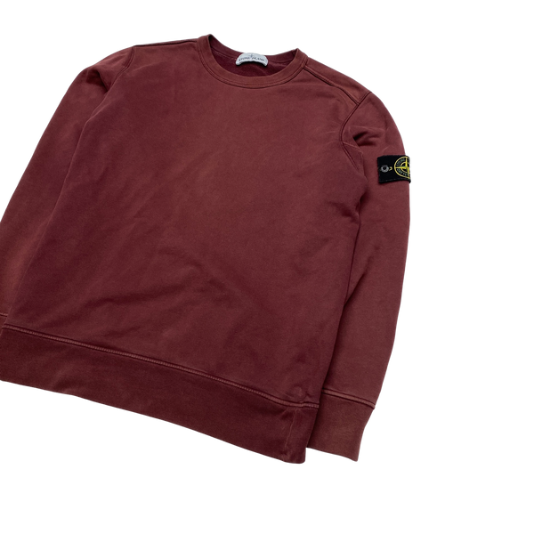 Stone Island Burgundy Crewneck Cotton Jumper