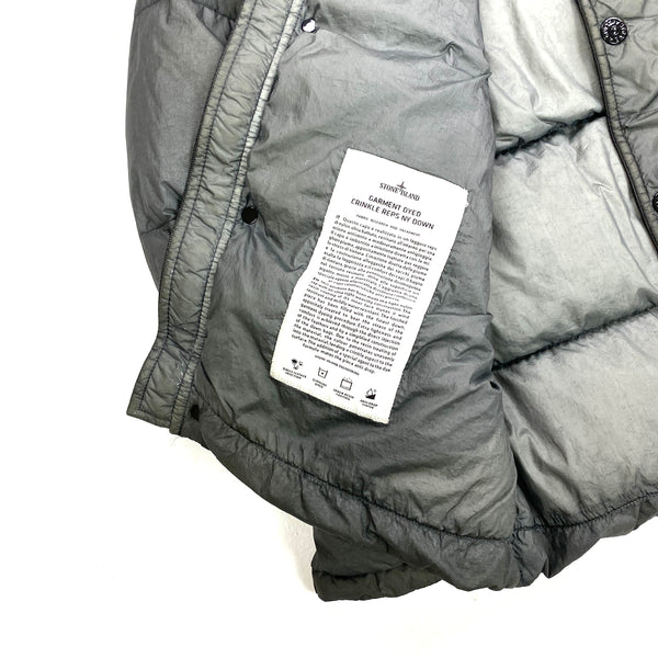 Stone Island Dark Grey Garment Dyed Fur Trim Puffer Jacket
