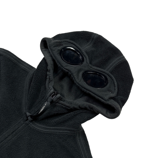 CP Company Black Polar Fleece Goggle Hoodie - Medium