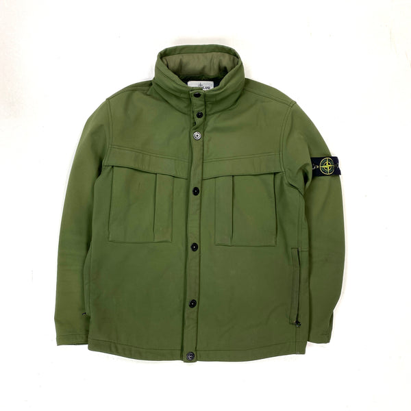 Stone Island Olive Green Fleece Lined Soft Shell Jacket