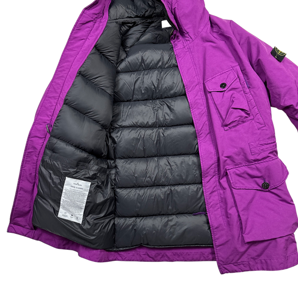 Stone Island Purple Down Filled David TC Parka Jacket - Large