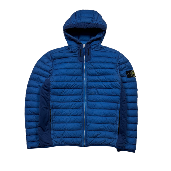 Stone Island Blue Loom Down Woven Puffer Jacket - Large