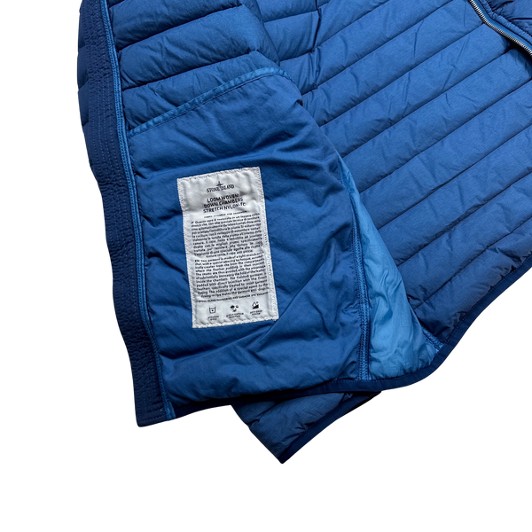Stone Island Blue Loom Down Woven Puffer Jacket - Large