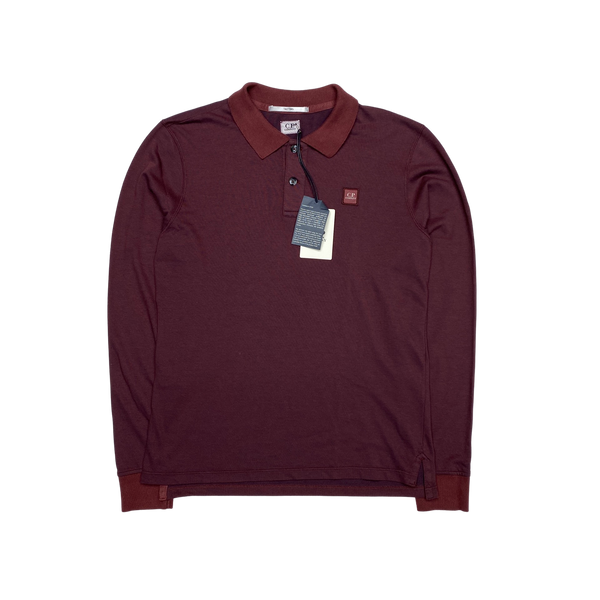 CP Company Tacting Burgundy Longsleeve Polo Shirt