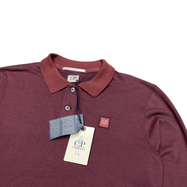 CP Company Tacting Burgundy Longsleeve Polo Shirt
