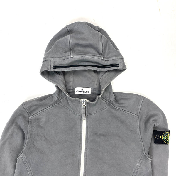Stone Island Grey Zipped Cotton Hoodie