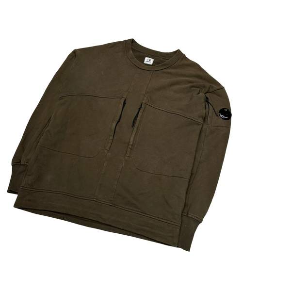 CP Company Brown Lens Viewer Thick Cotton Sweatshirt