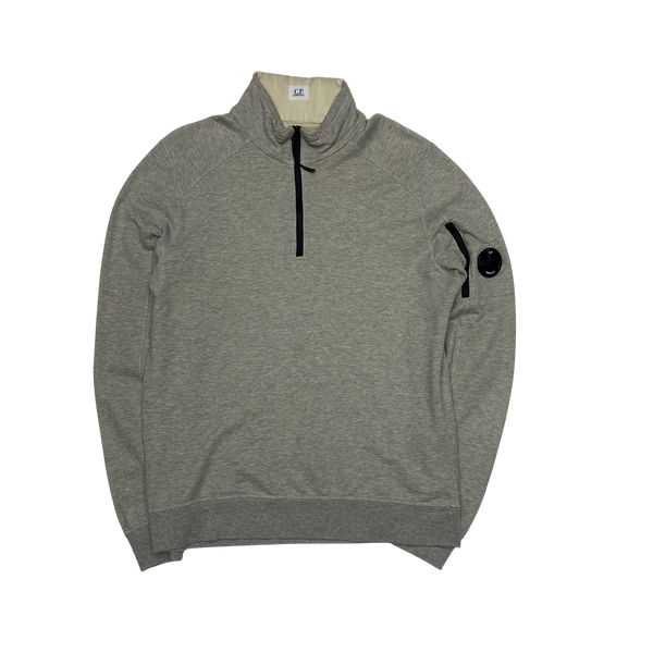 CP Company Light Grey Pullover Quarter Zip Jumper