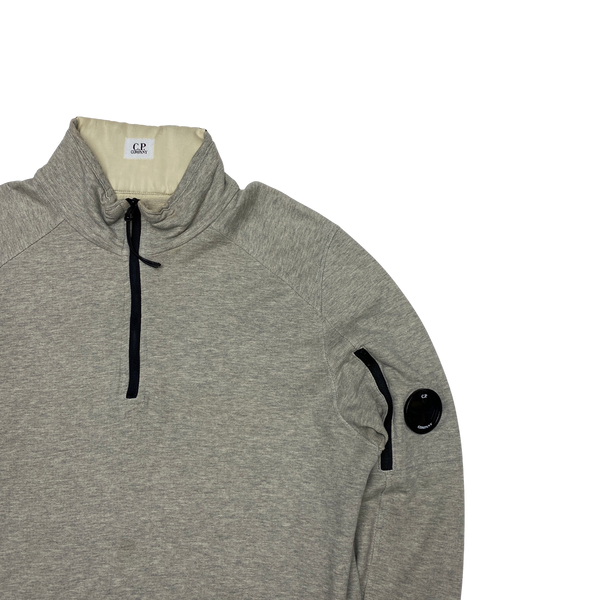 CP Company Light Grey Pullover Quarter Zip Jumper