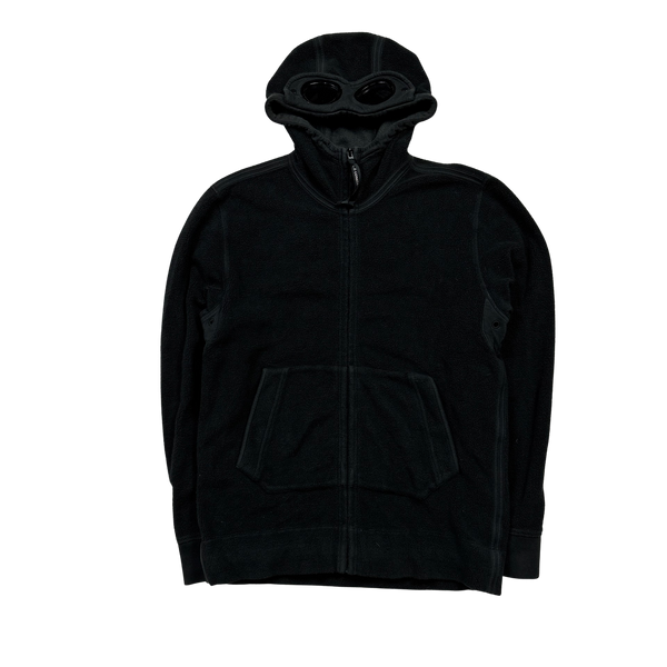 CP Company Black Polar Fleece Goggle Hoodie - Medium