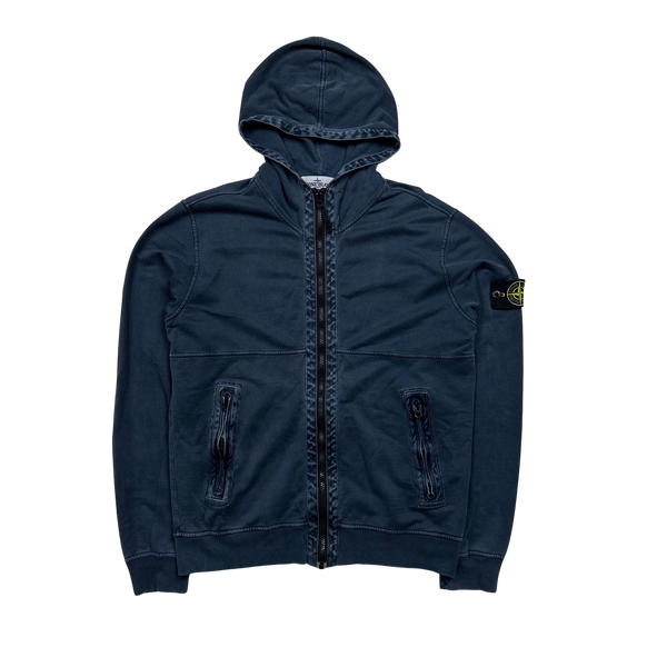 Stone Island 2013 Blue Cotton Zipped Hoodie - Large
