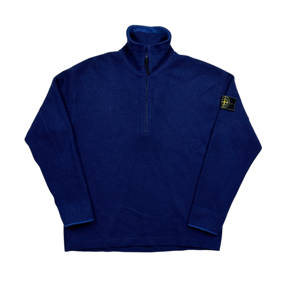 Stone Island 1997 Vintage Blue Ribbed Pullover - XL