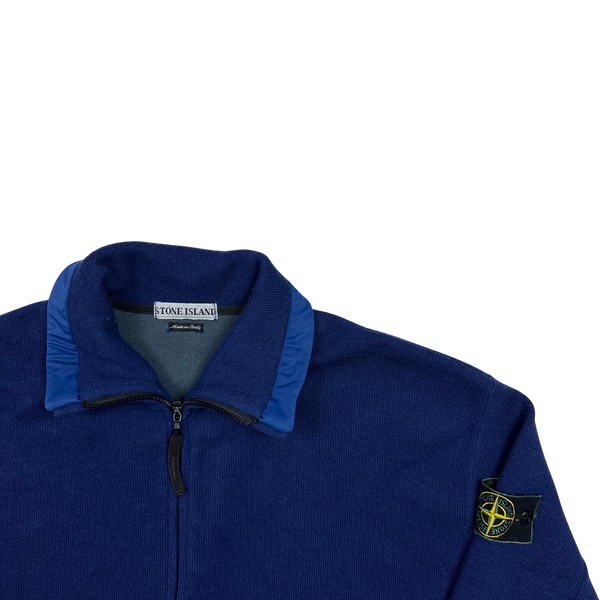 Stone Island 1997 Vintage Blue Ribbed Pullover - XL