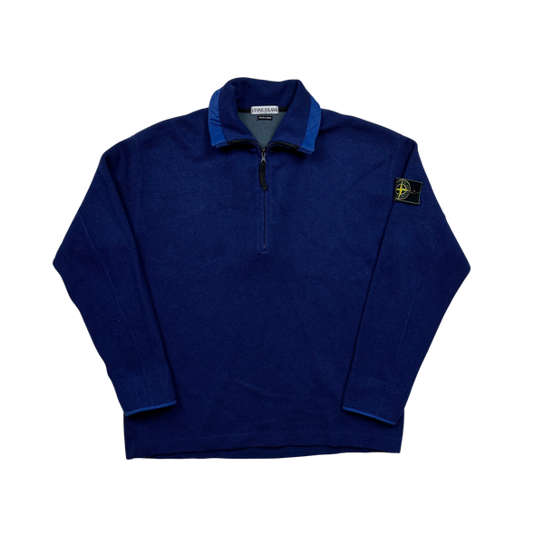 Stone Island 1997 Vintage Blue Ribbed Pullover - XL
