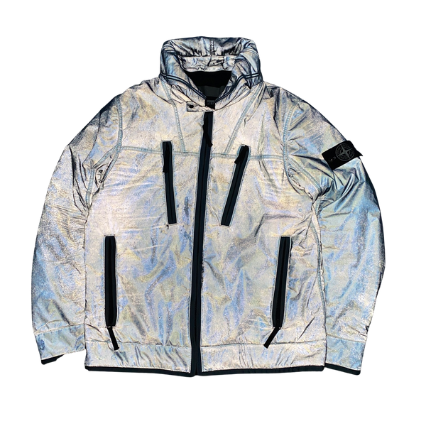 Stone Island Blue 2011 Liquid Reflective Fleece Lined Jacket