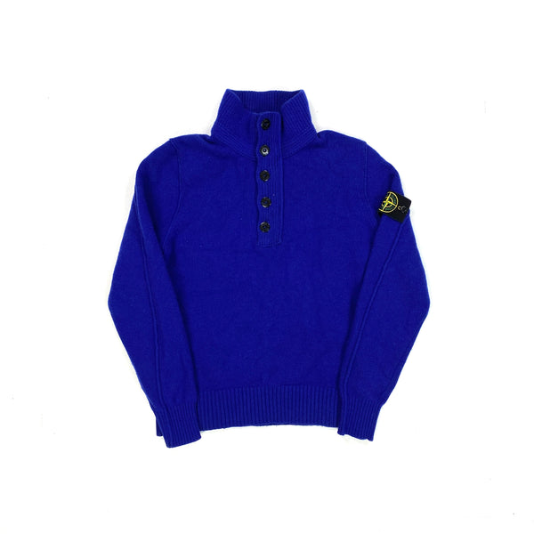 Stone Island Royal Blue Wool High Neck Jumper