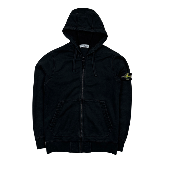Stone Island 2020 Black Zipped Cotton Hoodie - Medium