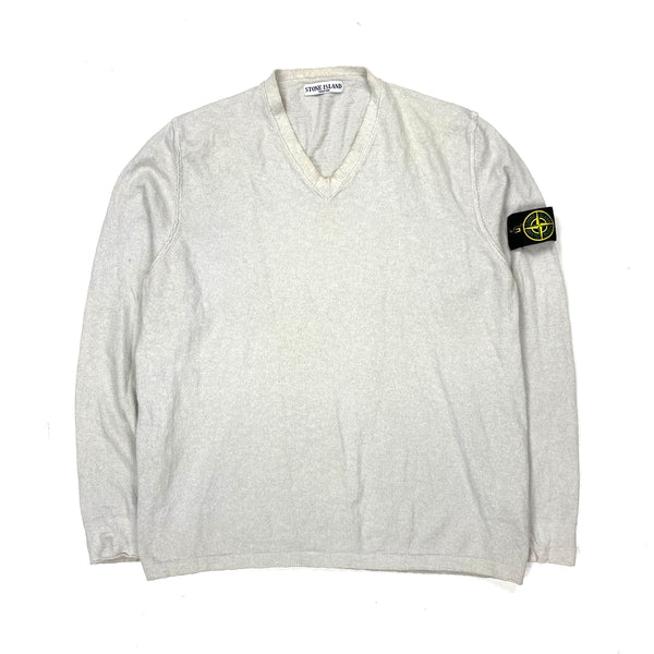 Stone Island V Neck Cotton Pullover Jumper