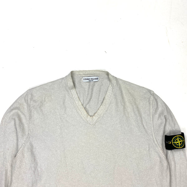 Stone Island V Neck Cotton Pullover Jumper