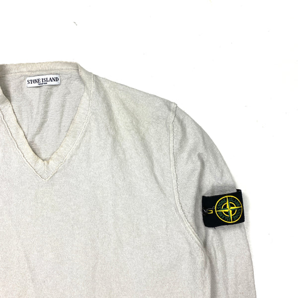 Stone Island V Neck Cotton Pullover Jumper