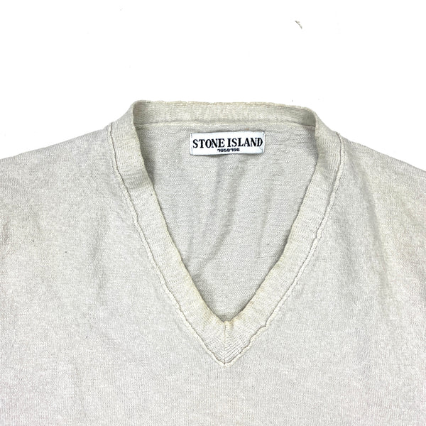 Stone Island V Neck Cotton Pullover Jumper