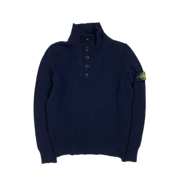 Stone Island Navy Wool Pullover Jumper