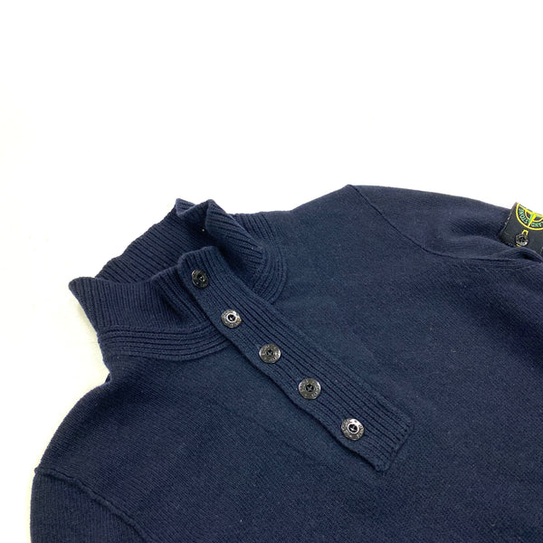 Stone Island Navy Wool Pullover Jumper