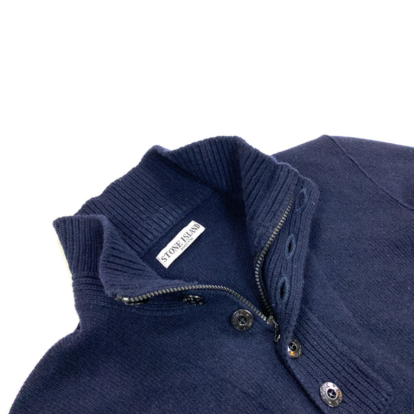 Stone Island Navy Wool Pullover Jumper