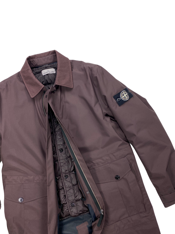 Stone Island 2015 Burgundy Down Lined Tank Shield Jacket