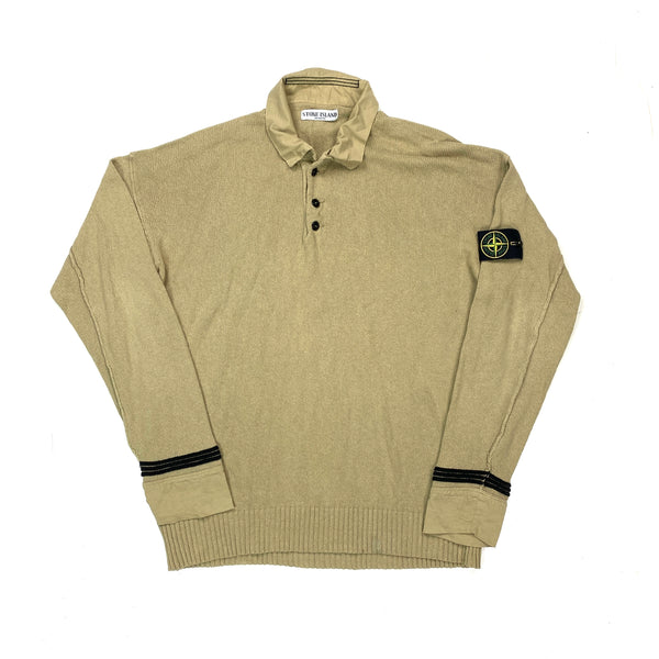 Stone Island Sand Knitted Cotton Pullover Jumper