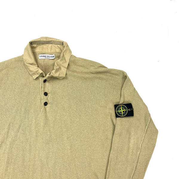 Stone Island Sand Knitted Cotton Pullover Jumper