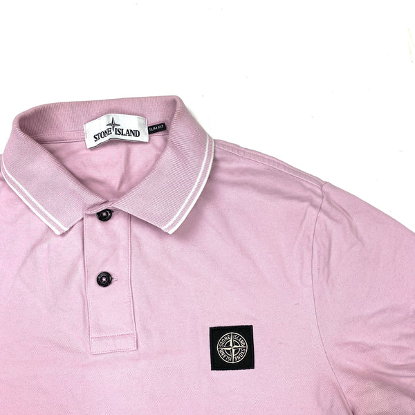 Stone Island Pink Cotton Slim Fit Polo