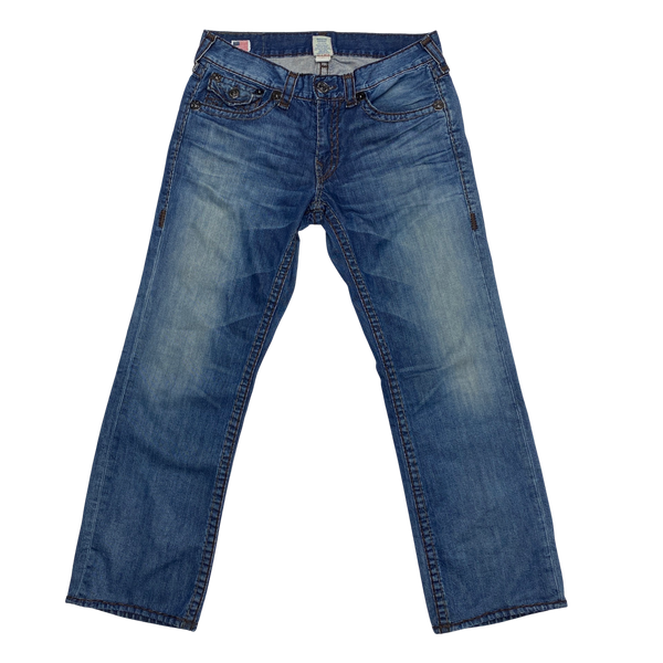 True Religion Brown Contrast Stitch Ricky Super T Jeans