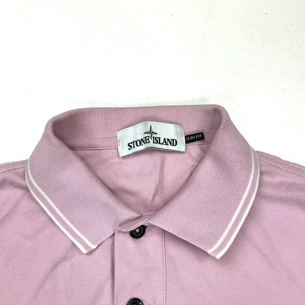 Stone Island Pink Cotton Slim Fit Polo