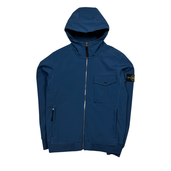 Stone Island 2017 Blue Hooded Soft Shell R Jacket - Medium
